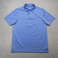 Vineyard Vines Polo Shirt Mens Medium Blue Bradley Stripe Performance Golf