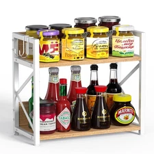 Kitchen-Countertop-Organizer-Shelf, 2 Tier Coffee Bar Station Organizer for C...