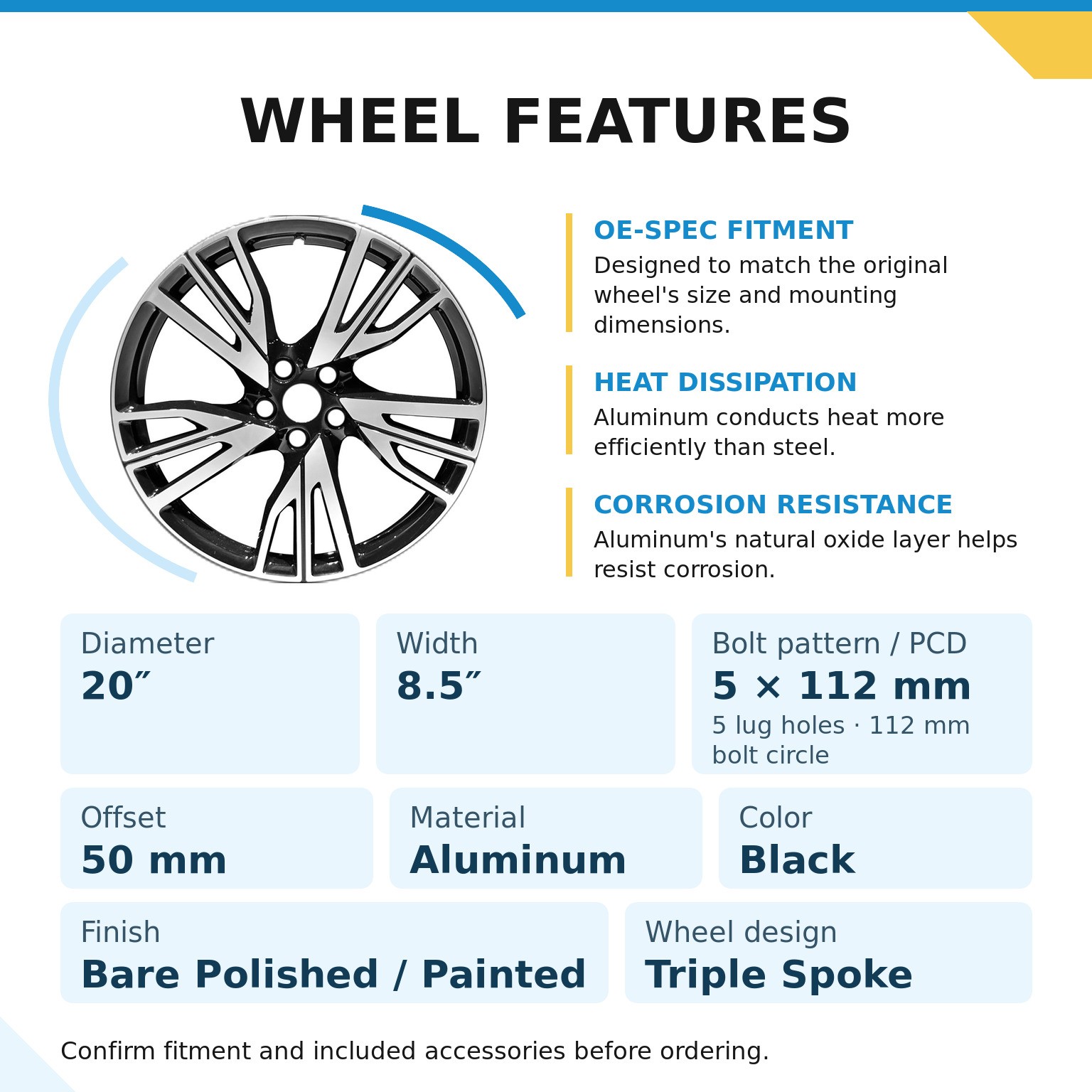BMW i8 2014-2020 Rear Wheel Black