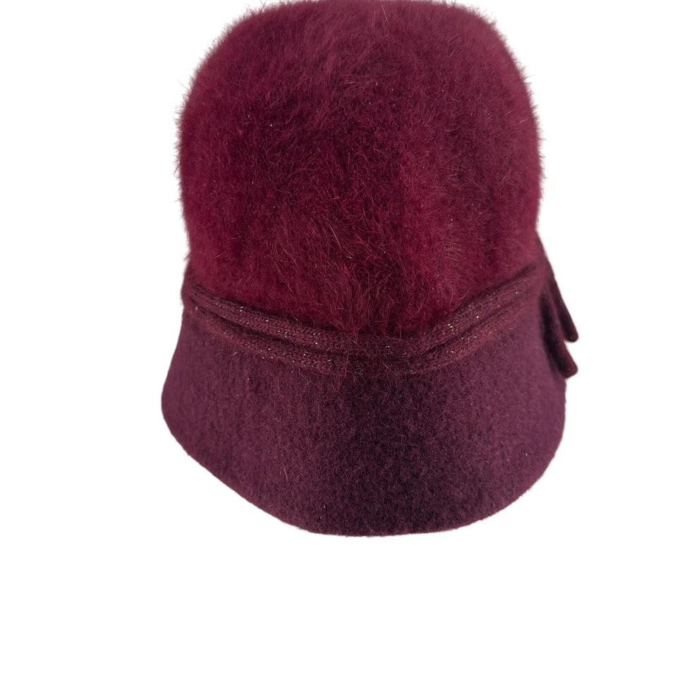 Nine West Granate Mezcla de Lana Conejo Angora Cubo Sombrero Invierno Cloche 12º Hombre Pin Foto 2 de 4
