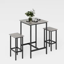 Bar Table and Chairs Set Square Table 2 Stools Dining Pub Set Kitchen Breakfast