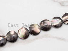 Natural Mother of Pearl beads, 10mm/12mm/15mm Brown Plated Mother of Pearl Flat