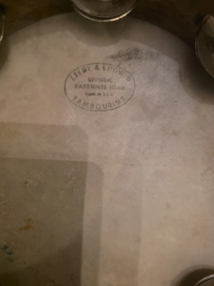 Pandereta vintage Leedy & Ludwig 8” 1950’5 "cabeza blanca dura genuina" Foto 3 de 4