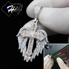 925 STERLING SILVER ICY BLING MOISSANITE 3D CROSS ANGEL WING PENDANT*MP536