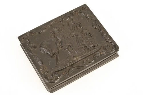 Horse Scene 1/4 Plate 3.25 x 4.25" Molded Daguerreotype Union Case Littlefield