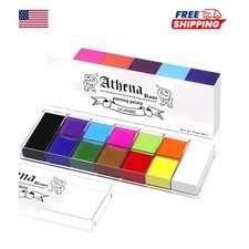 UCANBE Athena Basic Face Body Paint Oil Palette, 12 Color Large Black White Prof