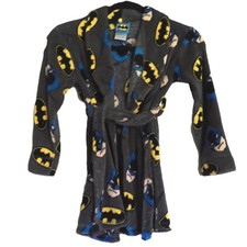 Batman DC Comis Boy's Bathrobe Sleepwear Soft Plush Fleece Belt Tie Sz 5