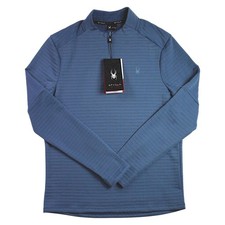Spyder Active 1/4 Zip Pullover Shirt Mens M Blue Stripe Performance 88 NEW