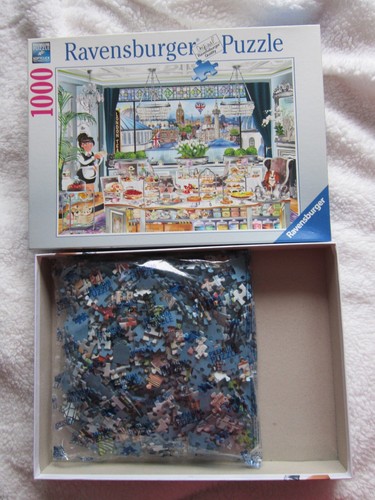 RAVENSBURGER 1000 JIGSAW PUZZLE FUNNY CARTOON FOOD London Tea Party COMIC - Picture 2 of 14