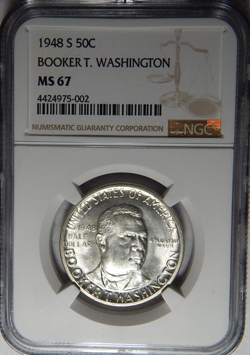 1948-S NGC MS67 BOOKER T. WASHINGTON HALF DOLLAR SILVER COMMEMORATIVE - Picture 3 of 4