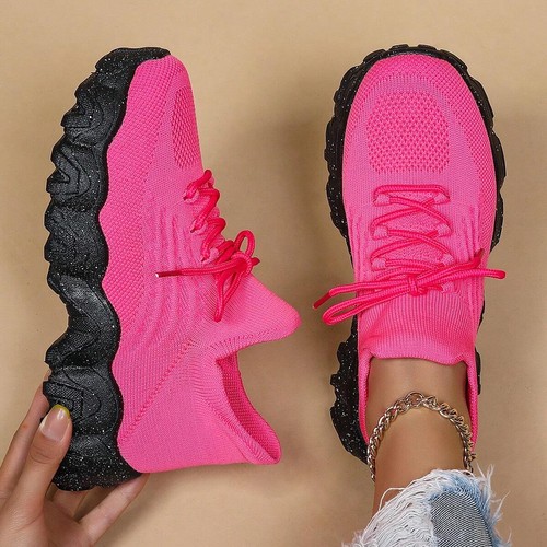 Women's Lace-Up Low Top Sock Sneakers, Breathable Sports Running Shoes - Picture 39 of 66