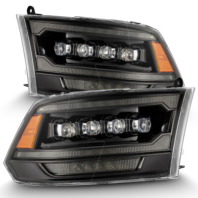 For 09-18 Dodge Ram Alpharex NOVA G2 Alpha Black LED Headlights + Converters