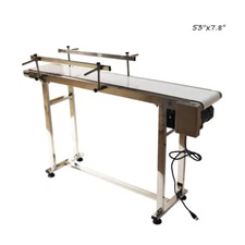 TECHTONGDA 53''x7.8" PVC Belt Conveyor with Double Guardrail Stainless Steel