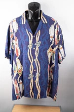 Paradise Found Hawaii Men's XXL Blue Surf Boards Short Sleeve Button Shirt