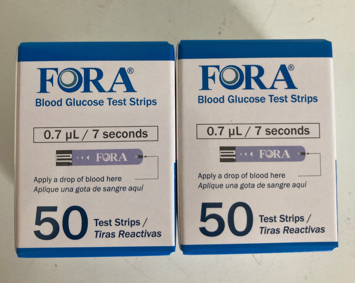 (100) FORA Blood Glucose Test Strips V10 D10 D20 Premium V12 Exp 5/2023
