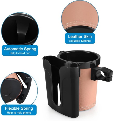 3-in-1 Bike Cup & Phone Holder for Bicycle Motorcycle Scooter Black Beige - Picture 5 of 9
