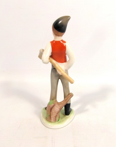 Small Vintage Hollohaza Porcelain Lumber Jack Figurine - Picture 5 of 11