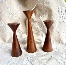 Mid Century Danish Modern 1960s Rosewood Candle Holders Set of 3 Brazil