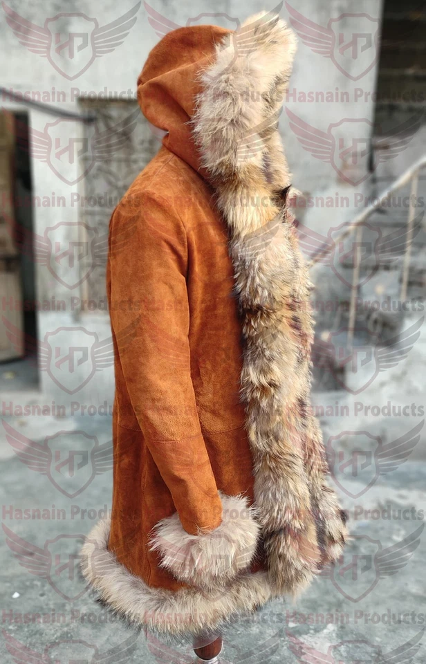 Genuine leather Suede penny lane long coat for women Fur outerwear gift for wife - Image 4 of 4