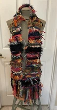 Art2Wear Coat Candy Womens Multicolor Hand Knitted Unique Scarf 4ft FIRE WORK