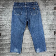 Dickies Jeans Mens 38x30 Blue Relaxed Fit Workwear Denim Medium Wash 100 Cotton