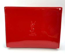 Yves Saint Laurent Makeup Pouch YSL Beaute Shiny RED Clutch Cosmetic NEW