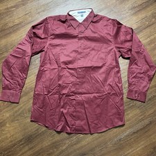 Port Authority Mens Sz XLT Tall Burgundy Long Sleeve Easy Care Shirt TLS608