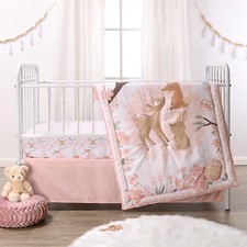The Peanutshell Fairytale Forest 3 Piece Microfiber Baby Girl Crib Bedding Set