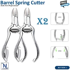 X2 Toe Nail Cutter Barrel Spring  Ingrown Nail Nipper Clipper Locking Handle