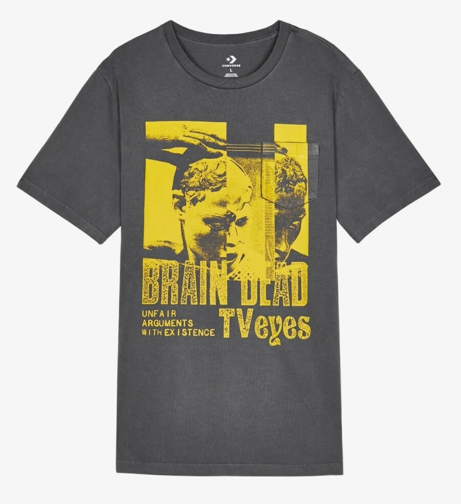 Converse x Brain Dead TV Eyes Graphic T-Shirt Top Mens Size Small 10008776 053