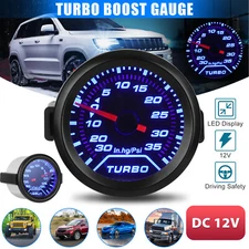 Universal 2" 52mm Car LED Boost Gauge Pressure Turbo Meter Smoked Face 0-35 PSI