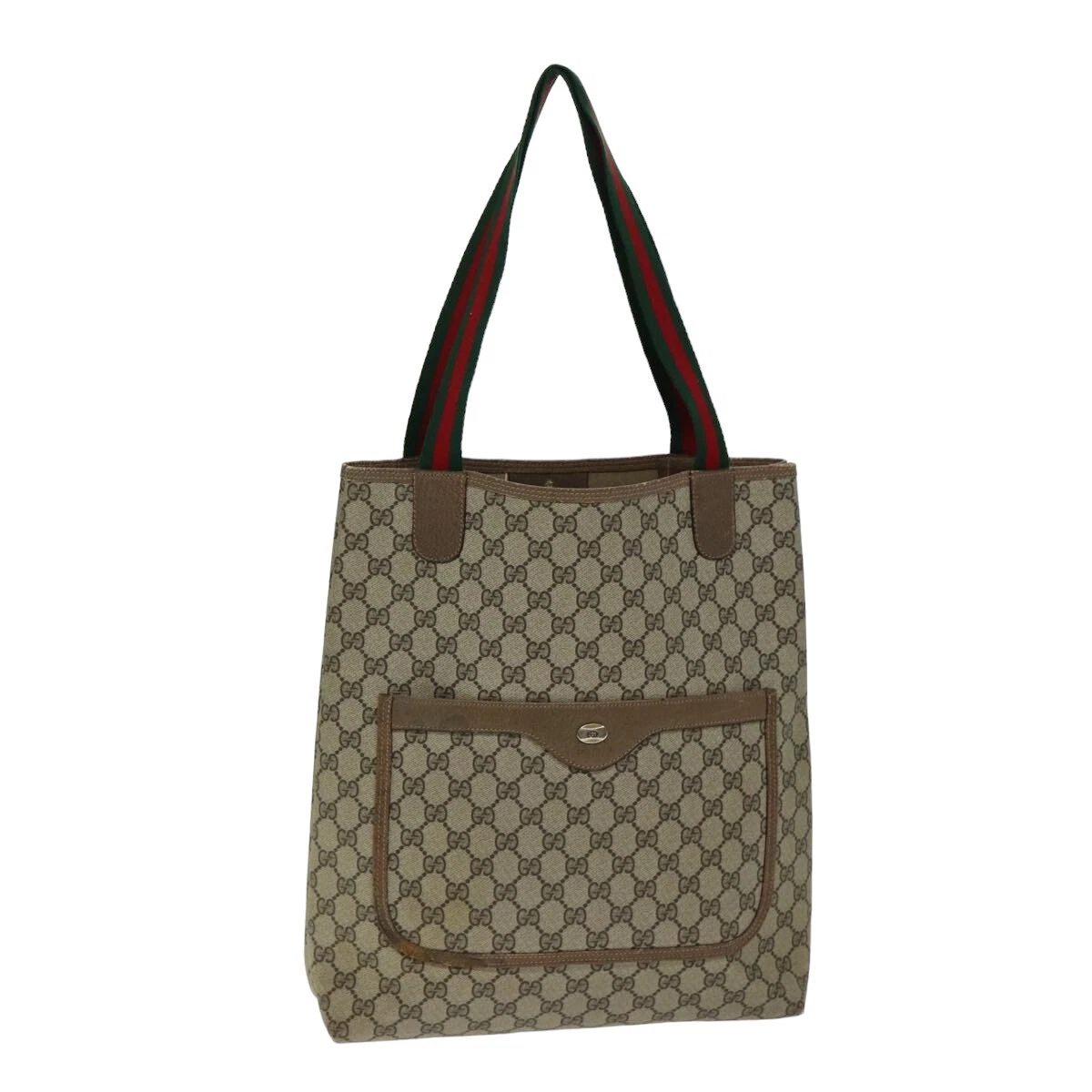 Sac fourre tout GUCCI GG Supreme Web Sherry Line PVC beige rouge 39 02 003 authentique 74846