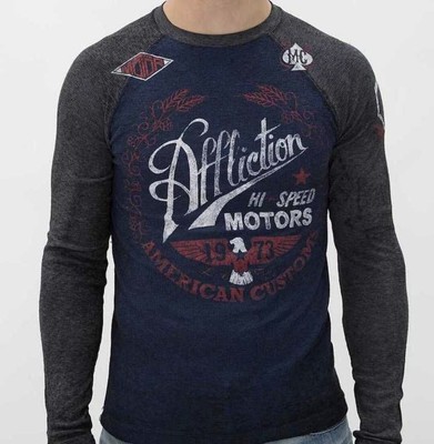 Affliction American Customs Men 2X Muscle Tee Fast Times L/S Streetwear T-Shirt