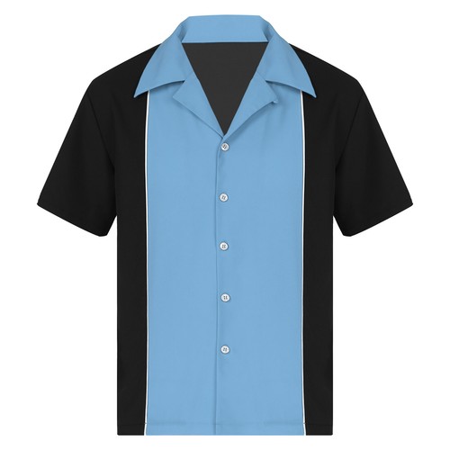Men's Retro Camp Vintage Cuban Style Short Sleeve Button Down Bowling Shirt - 第 18/90 張圖片