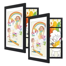 Set of 2 9.5x13 Kids Art Frames Front-Opening Great for Children Drawings Black