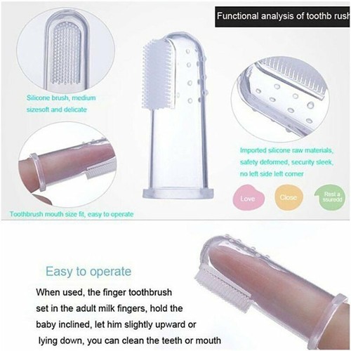 2* Effective Pet Baby Silicone Finger Toothbrush Dog Oral Hygiene Cleaning Brush - Picture 4 of 10