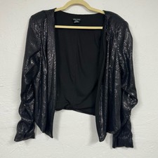 City Chic Jacket Black Sequined Womens 18 Ruched Sleeve Formal Blazer