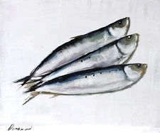 Demenko Natalia abstract fish Oil painting UKRAINE 8X10