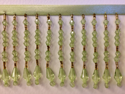 3/" CRYSTAL BEADED FRINGE TRIM MINT GREEN AND GOLD CBF-20//14-12