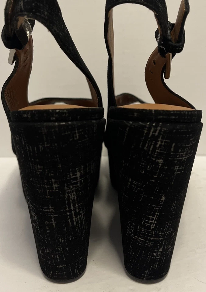 Clergerie Dylan 4 Negro/Plateado Gamuza Peeptoe Plataforma Eslinga Nuevo en Caja Talla 37 EE. UU. 6,5 Foto 4 de 4