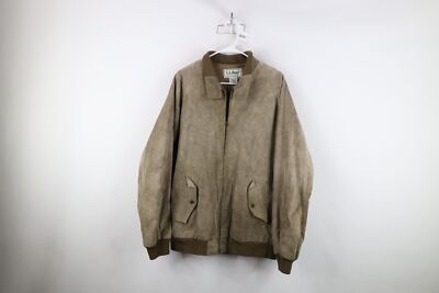 Vintage 70s LL Bean Mens 44L Faded Suede Leather Cafe Racer Bomber Jacket USA