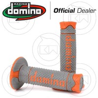 Paar 2 Domino Racing Grau/Orange Cross Soft Griffe Handgrips 119Mm