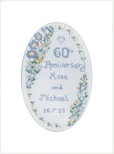 Diamond Wedding Anniversary - large card kit cross stitch complete kit, 16 aida