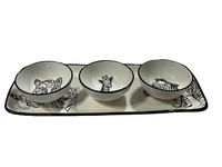 AntipastièRe Aperitif Set Tablett Mit 3 Schalen Aus Ethnischem Masai Porzellan