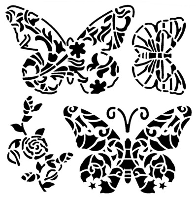 Really Great Stencils, Flower Butterflies, 6'', Layering, Rose, Floral, Flowers