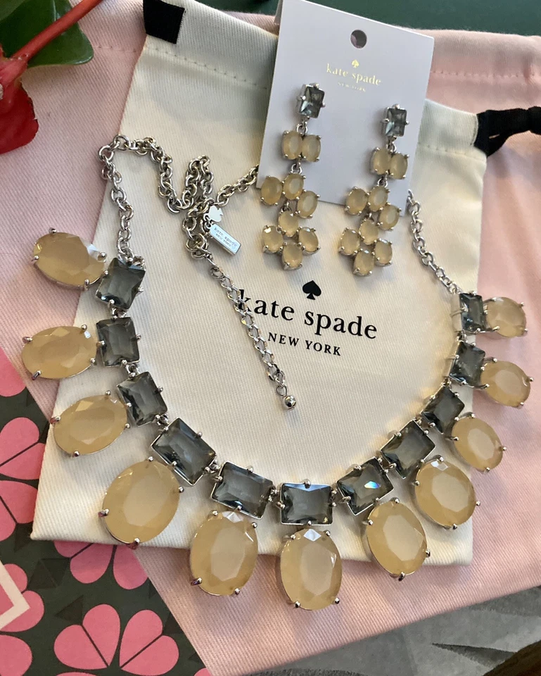 KATE SPADE HANCOCK ПАРК ВОРОТНИК ОЖЕРЕЛЬЕ И СЕРЬГИ ДЫМ СЕРЫЙ СЕРЕБРО - Изображение 3 из 4