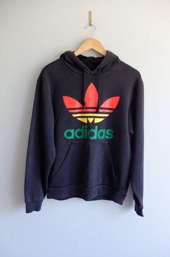 Originals Adidas Rasta Hoodie/hoody pullover sweater Black S R/Y/G 2007 *faded