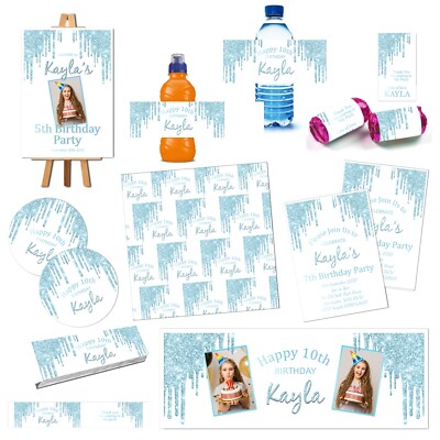 PERSONALISIERTE GEBURTSTAGSDEKO EINLADUNGEN AUFKLEBER BANNER WILLKOMMEN SCHILD VERPACKUNG