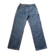 Carhartt FR Jean Men 34x34 Blue Denim Flame Resistant Carpenter Pocket Act 34x32