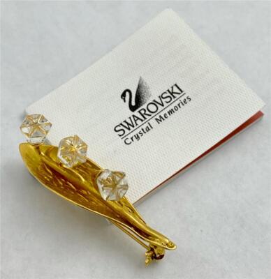 Swarovski Crystal Memories LILY OF THE VALLEY Gold Plated Brooch Pin